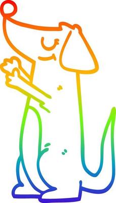 rainbow gradient line drawing cartoon well behaved dog
