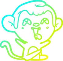 cold gradient line drawing crazy cartoon monkey vector