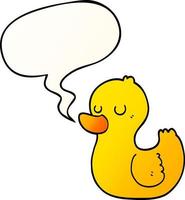 cartoon duck and speech bubble in smooth gradient style vector