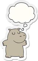 cartoon hippo and thought bubble as a printed sticker vector