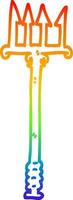 rainbow gradient line drawing cartoon trident vector