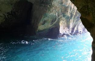 Nahariya Israel August 17, 2019. Grottoes in the chalk cliffs on the shores of the Mediterranean Sea. photo