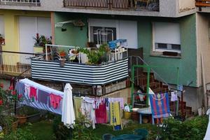 Haifa Israel June 12, 2020 . Small balcony on the front of the building. photo