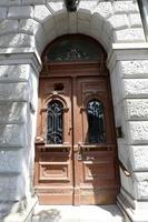 Tel Aviv July 20, 2019. Architectural design element of a door for entering and exiting a building photo