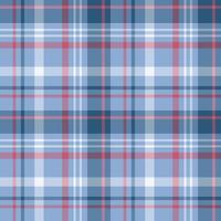 Seamless pattern in interesting light and dark blue, white and scarlet colors for plaid, fabric, textile, clothes, tablecloth and other things. Vector image.