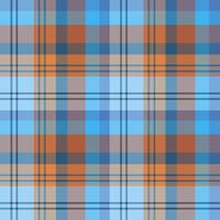 Seamless pattern in marvelous cozy blue and orange for plaid, fabric, textile, clothes, tablecloth and other things. Vector image.