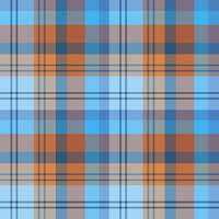 Seamless pattern in marvelous cozy blue and orange for plaid, fabric, textile, clothes, tablecloth and other things. Vector image.