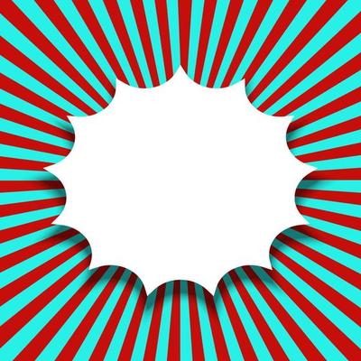 blank white starburst shape on red and green sunburst background