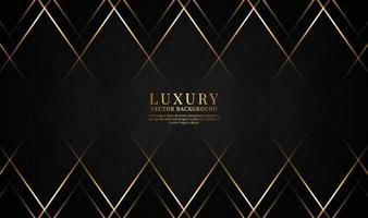 3D black luxury abstract background overlap layers on dark space with golden rhombus effect decoration. Graphic design element elegant style concept for banner, flyer, card, brochure, or landing page vector