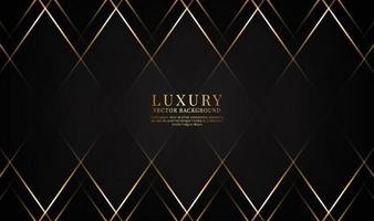 3D black luxury abstract background overlap layers on dark space with golden rhombus effect decoration. Graphic design element elegant style concept for banner, flyer, card, brochure, or landing page vector