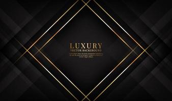3D black luxury abstract background overlap layers on dark space with golden lines effect decoration. Graphic design element elegant style concept for banner, flyer, card, brochure, or landing page vector