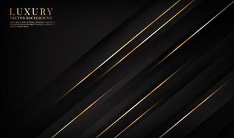 3D black luxury abstract background overlap layers on dark space with golden lines effect decoration. Graphic design element elegant style concept for banner, flyer, card, brochure, or landing page vector