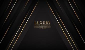 3D black luxury abstract background overlap layers on dark space with golden lines effect decoration. Graphic design element elegant style concept for banner, flyer, card, brochure, or landing page vector