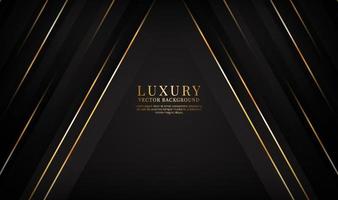 3D black luxury abstract background overlap layers on dark space with golden lines effect decoration. Graphic design element elegant style concept for banner, flyer, card, brochure, or landing page vector