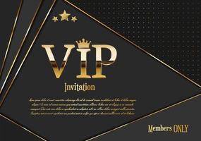 tarjeta de invitación vip dorada en negro oscuro y fondo dorado vector