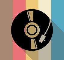 discos de vinilo y reproductor de música retro vintage diseño colorido vector