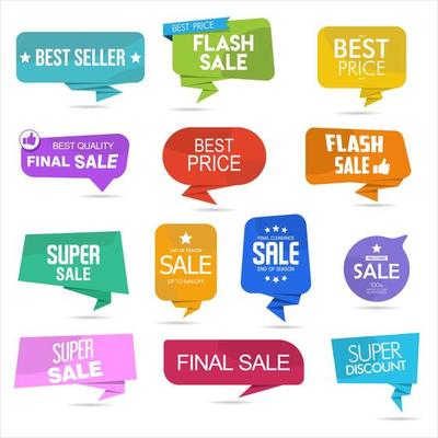 Modern sale banners and labels colorful collection