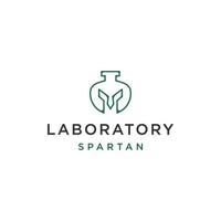 Laboratory warrior line logo design template flat vector