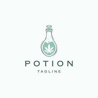 Potion cannabis logo icon design template flat vector illustration