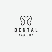 plantilla de diseño de icono de logotipo de línea dental vector plano