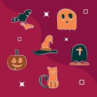 establecer elemento de colección rojo concepto de halloween ilustración plana. adecuado para contenido de redes sociales vector