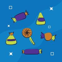 Set blue collection element halloween concept flat illustration. Suitable for content social media vector