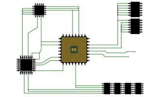 Abstract CPU chip with circuit board connection. photo