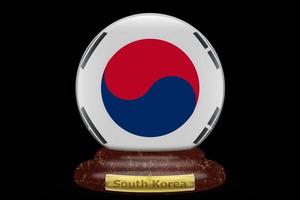 3D Flag of South Korea on snow globe photo