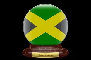 3D Flag of Jamaica on snow globe photo