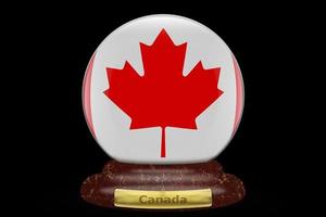 3D Flag of Canada on snow globe photo