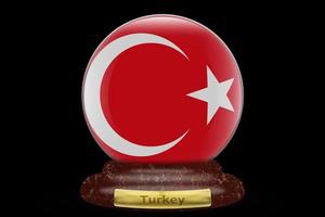 3D Flag of Turkey on snow globe photo