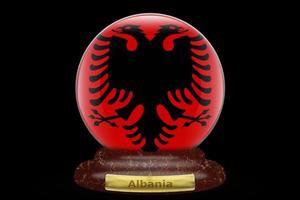 3d bandera de albania en globo de nieve foto