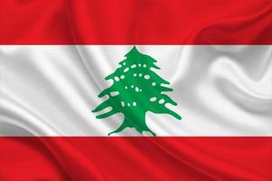 3D Flag of Lebanon on fabric photo