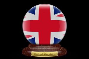 3D Flag of United Kingdom on snow globe photo