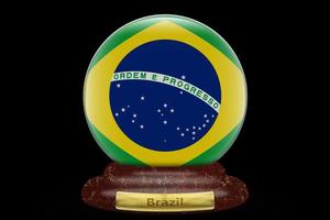 3D Flag of Brazil on snow globe photo
