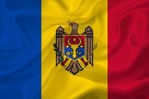 3D Flag of Moldova on fabric photo