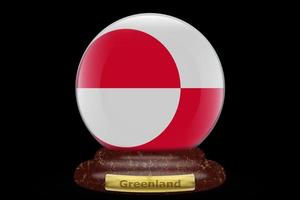 3D Flag of Greenland on snow globe photo