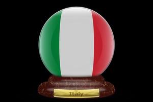 3d bandera de italia en globo de nieve foto