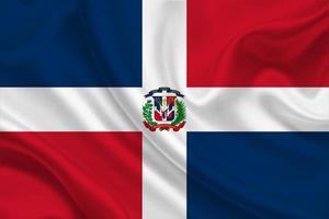 3D Flag of Dominican Republic on fabric photo