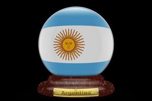 3D Flag of Argentina on snow globe photo