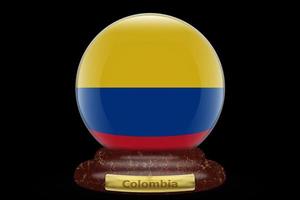 3D Flag of Colombia on snow globe photo