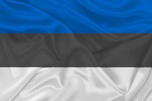 3D Flag of Estonia on fabric photo