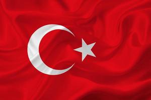 3D Flag of Turkey on fabric photo