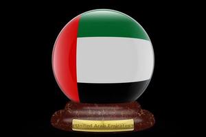 3D Flag of United Arab Emirates on snow globe photo