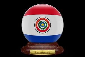 3D Flag of Paraguay on snow globe photo