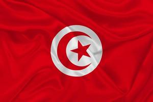 3D Flag of Tunisia on fabric photo