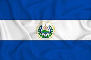 3D Flag of El Salvador on fabric photo