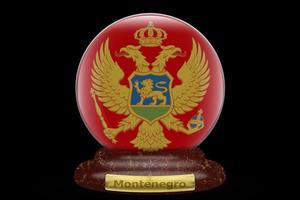 3D Flag of Montenegro on snow globe photo