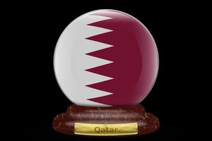 3d bandera de qatar en globo de nieve foto