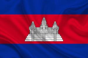 3D Flag of Cambodia on fabric photo